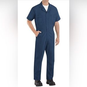 Red Kap Men's Short Sleeve Navy Blue 4-pockets Speedsuit Medium Regular